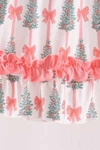 Christmas Tree Bow Ruffle Dress