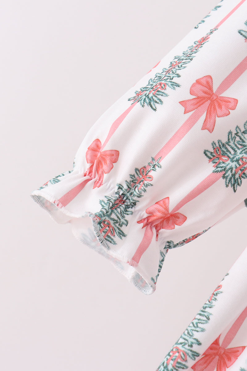 Christmas Tree Bow Ruffle Dress