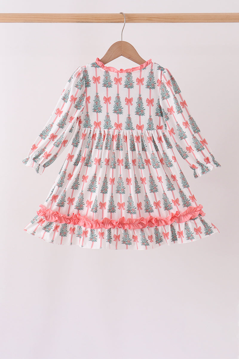 Christmas Tree Bow Ruffle Dress
