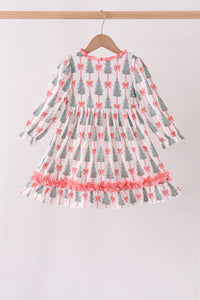 Christmas Tree Bow Ruffle Dress