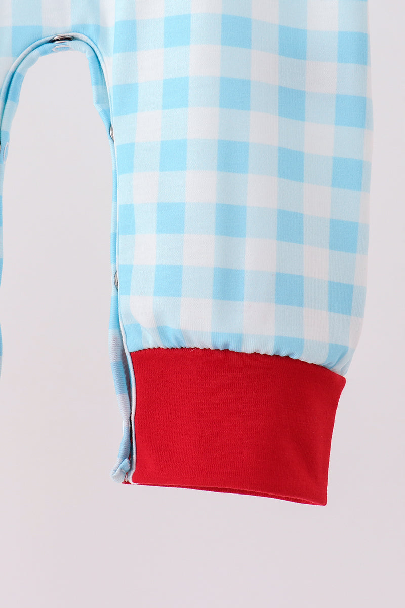 Puppy embroidery gingham romper