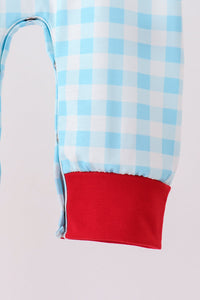 Puppy embroidery gingham romper