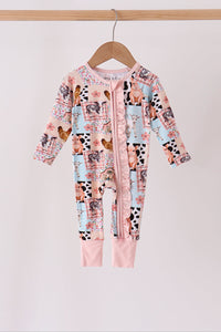 Farm Animals Zip Bamboo Romper