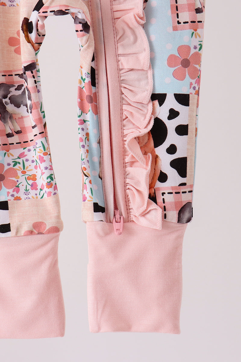 Farm Animals Zip Bamboo Romper