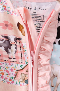 Farm Animals Zip Bamboo Romper