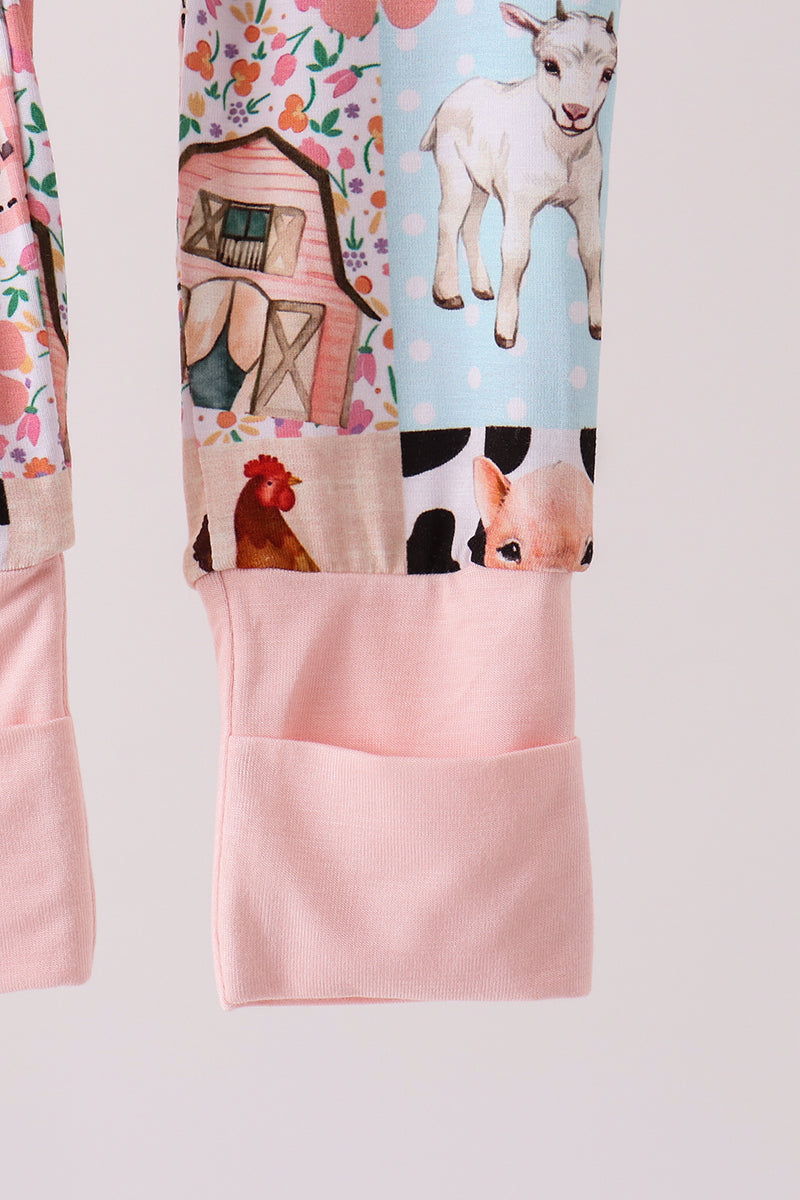 Farm Animals Zip Bamboo Romper