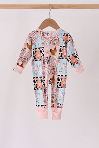 Farm Animals Zip Bamboo Romper