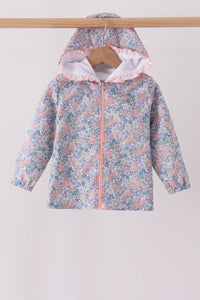 Multicolored Floral Ruffle Raincoat