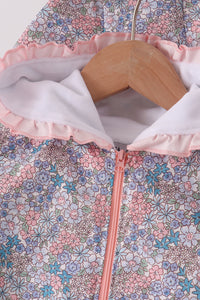 Multicolored Floral Ruffle Raincoat