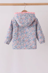 Multicolored Floral Ruffle Raincoat