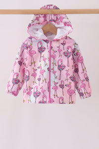Pink Flamingo Ruffle Raincoat