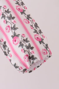 Pink Floral Stripe Ruffle Raincoat