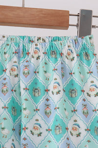 Santa print ruffle pajama set