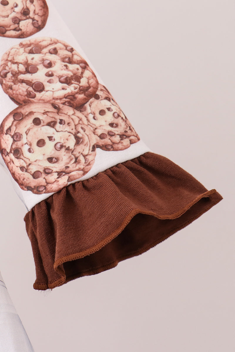 Milk Cookie Print Ruffle Dress