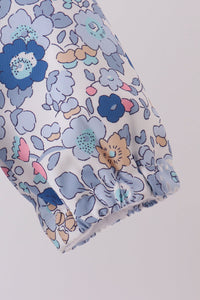 Blue Floral Ruffle Raincoat