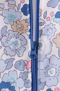 Blue Floral Ruffle Raincoat