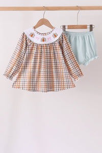 Turkey Bow Embroidery Bloomer Set