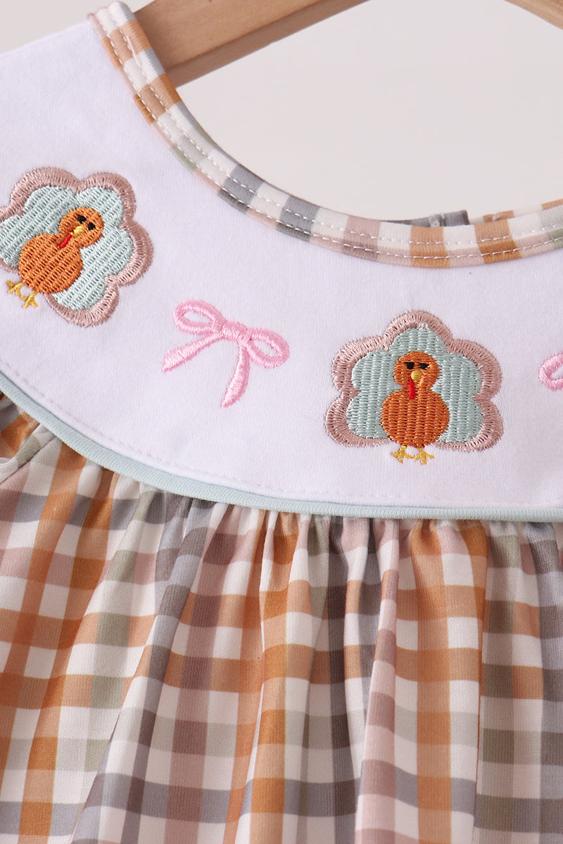 Turkey Bow Embroidery Bloomer Set