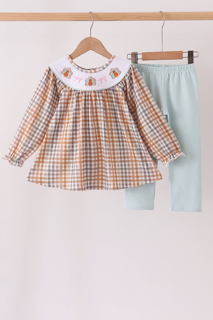 Turkey Bow Embroidery Pants Set
