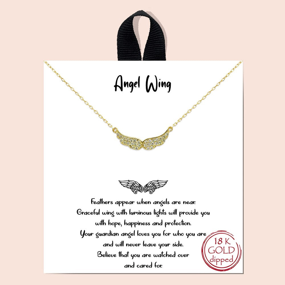 Dainty Necklace Featuring CZ Angel Wings