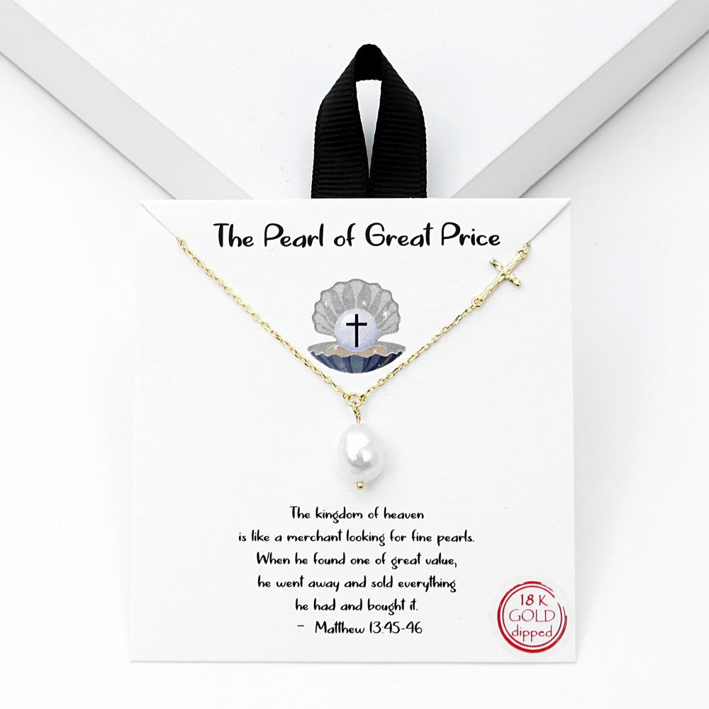 Dainty Necklace Featuring Pearl & Cross