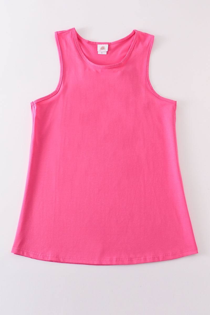 Hot Pink Blank Basic Kids Teens Adult Tank Top - Essential Southern Charm