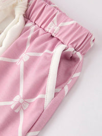 Mommy & me Autumn Check Bow Girls Lapel Pajamas - Essential Southern Charm