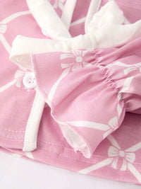 Mommy & me Autumn Check Bow Girls Lapel Pajamas - Essential Southern Charm
