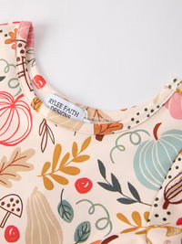 Fall Thanksgiving Pumpkin Leaf Print Dress