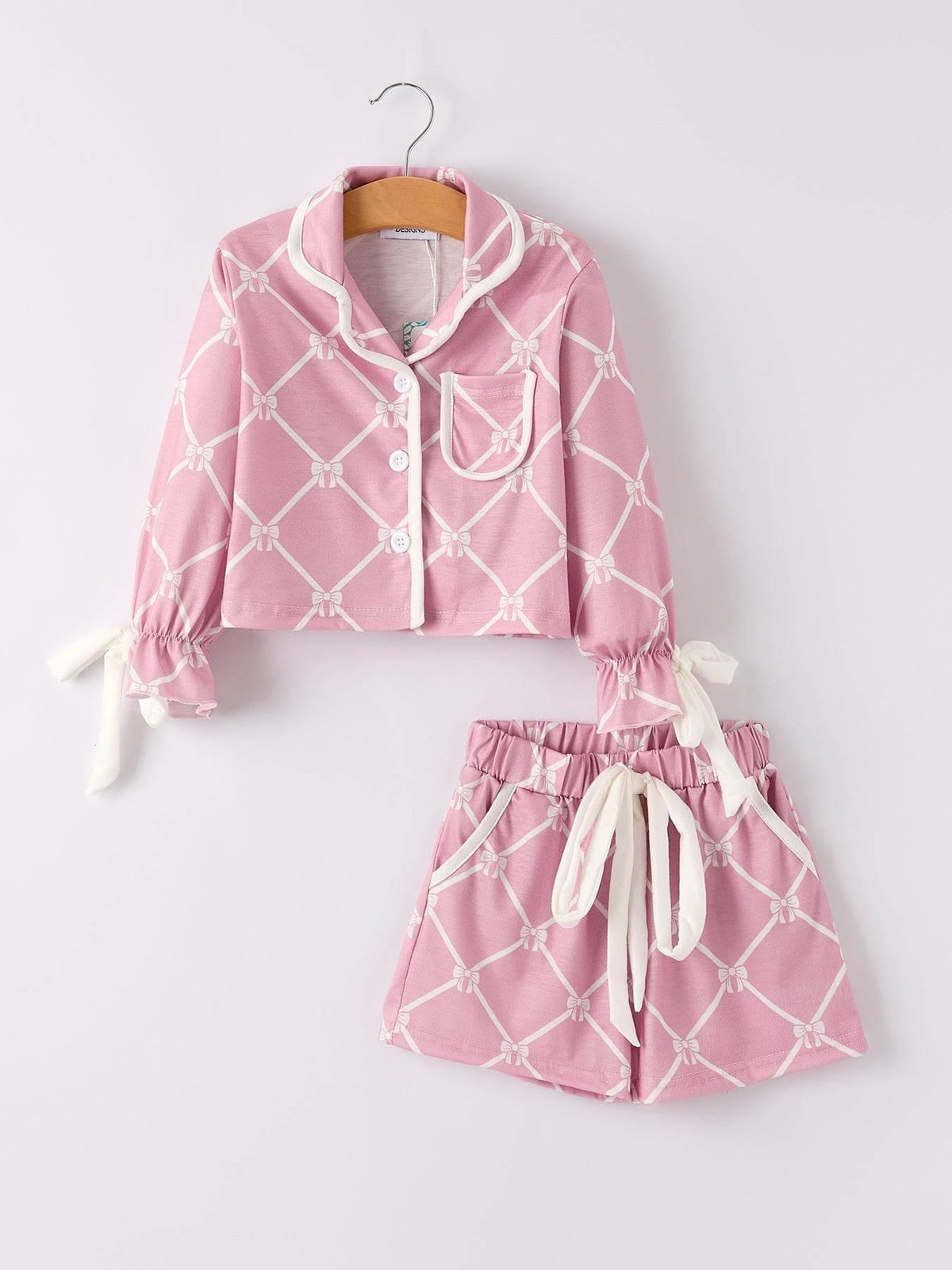 Mommy & me Autumn Check Bow Girls Lapel Pajamas - Essential Southern Charm