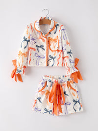 Fall Mommy and Me Bow Print Pajama Set
