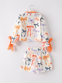 Fall Mommy and Me Bow Print Pajama Set