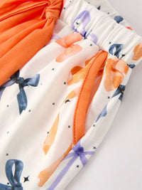 Fall Mommy and Me Bow Print Pajama Set