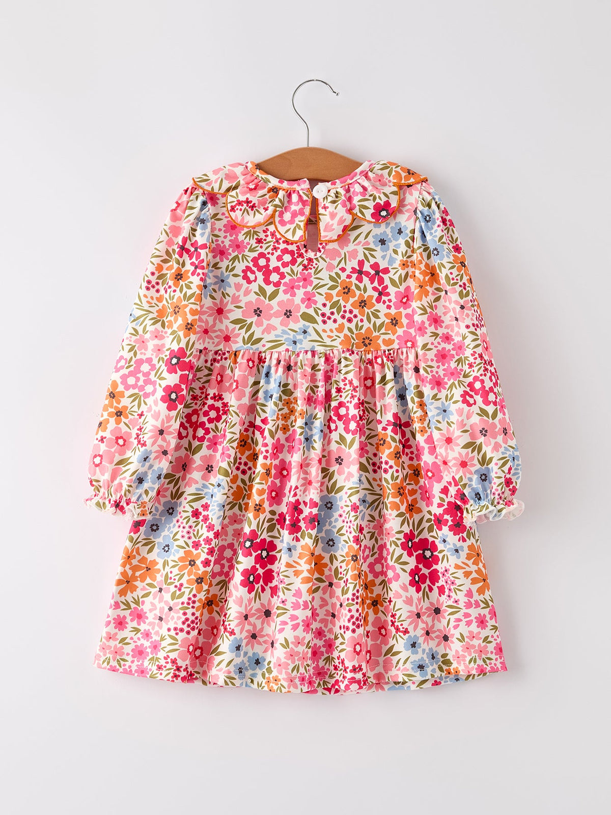 Pumpkin Bow Smock Embroidered Floral Dress