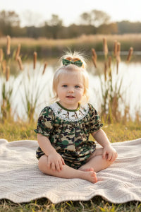 Camouflage Duck Smocking Embroidery Girls Romper - Essential Southern Charm