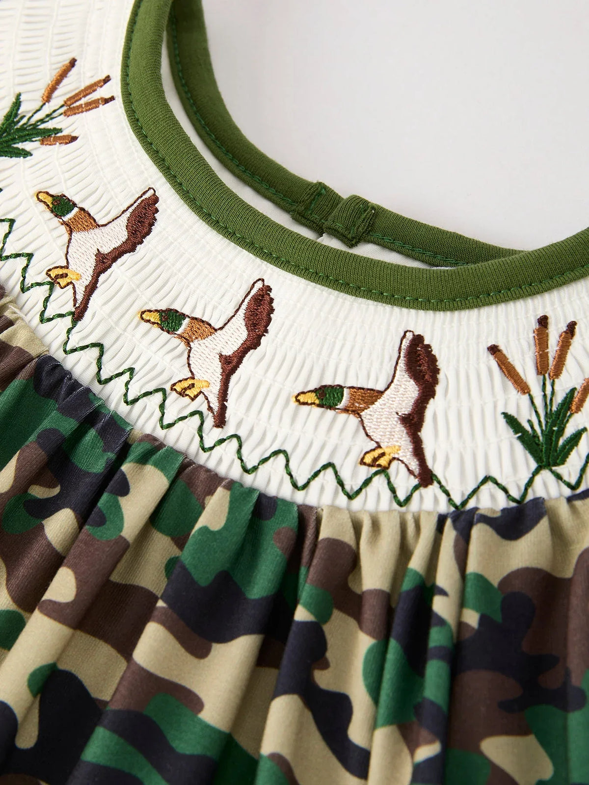 Camo Duck Smocking Embroidery Girls Dress - Essential Southern Charm