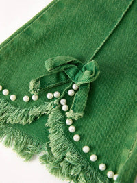 Green Flared Elastic Jeans - Essential Southern Charm