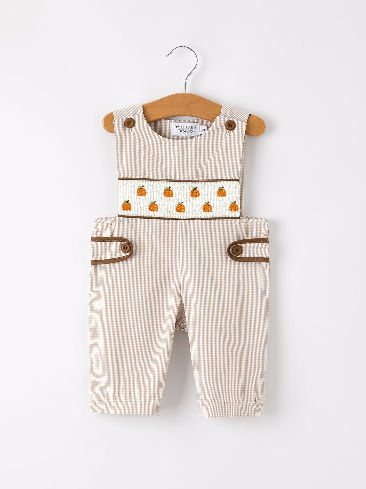 Pumpkin Smock Embroidered Boys Romper