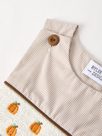 Pumpkin Smock Embroidered Boys Romper