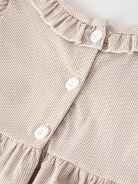 Pumpkin Embroidery Smock Plaid Girls Dress
