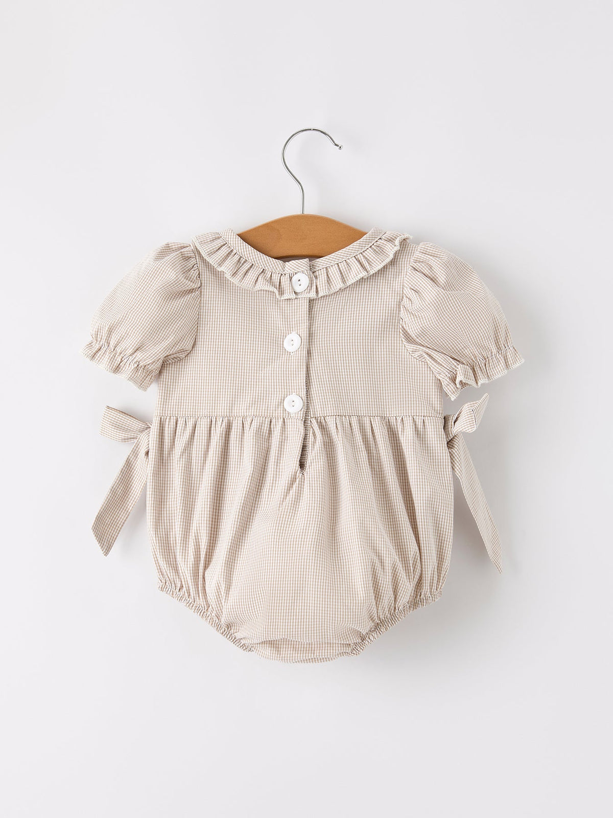 Pumpkin Embroidery Smock Plaid Baby Girl Romper
