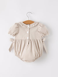 Pumpkin Embroidery Smock Plaid Baby Girl Romper