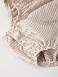 Pumpkin Embroidery Smock Plaid Baby Girl Romper