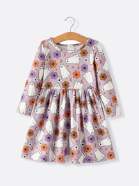 2 Piece Halloween Ghost Striped Girls Dress Set