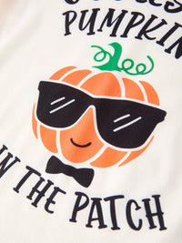 Thanksgiving Pumpkin Letters Print Long Sleeve Boys Top