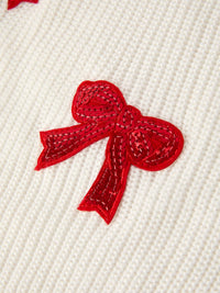 Mommy & Me Winter Girls Bow Sequins Pullover Sweater