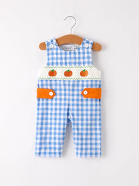 Pumpkin Smock Embroidery Baby Boy Romper