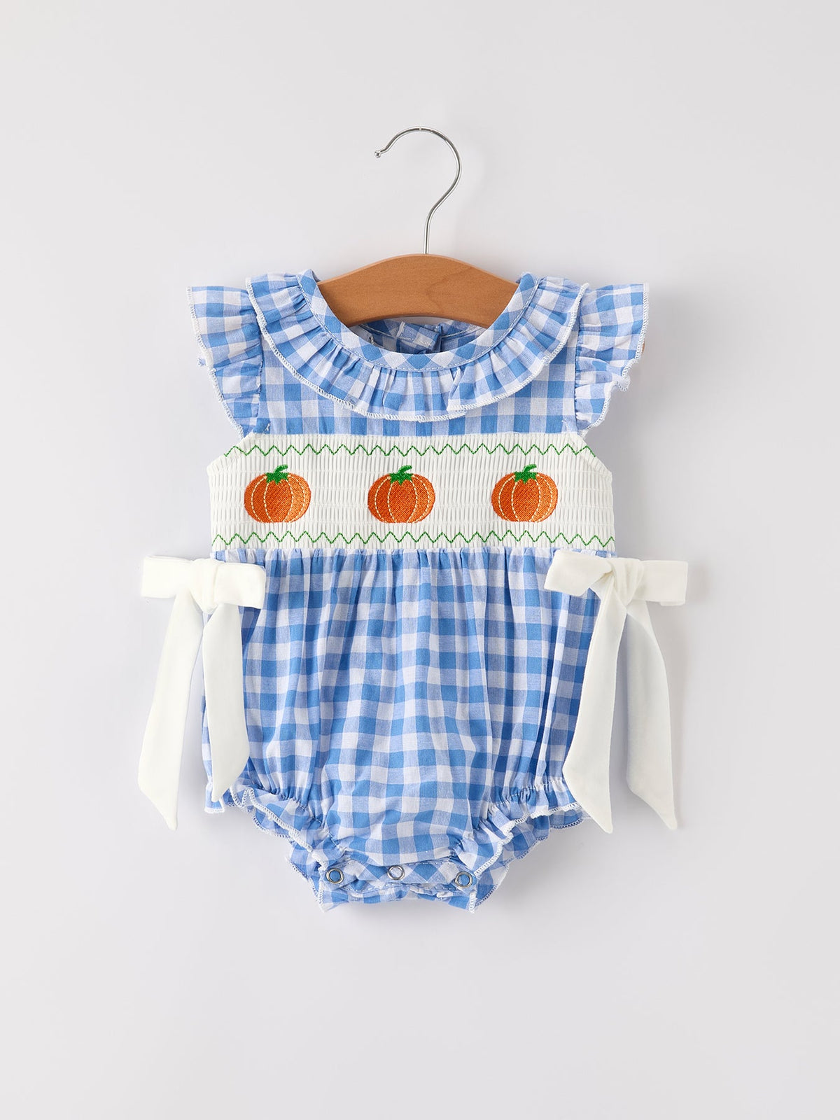 Pumpkin Smock Embroidery Baby Girl Romper