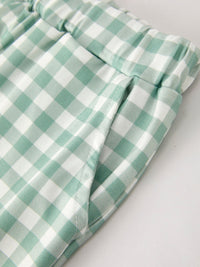 Turkey Smock Embroidered Green Plaid Boys 'Set