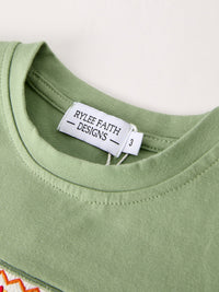 Turkey Smock Embroidered Green Plaid Boys 'Set